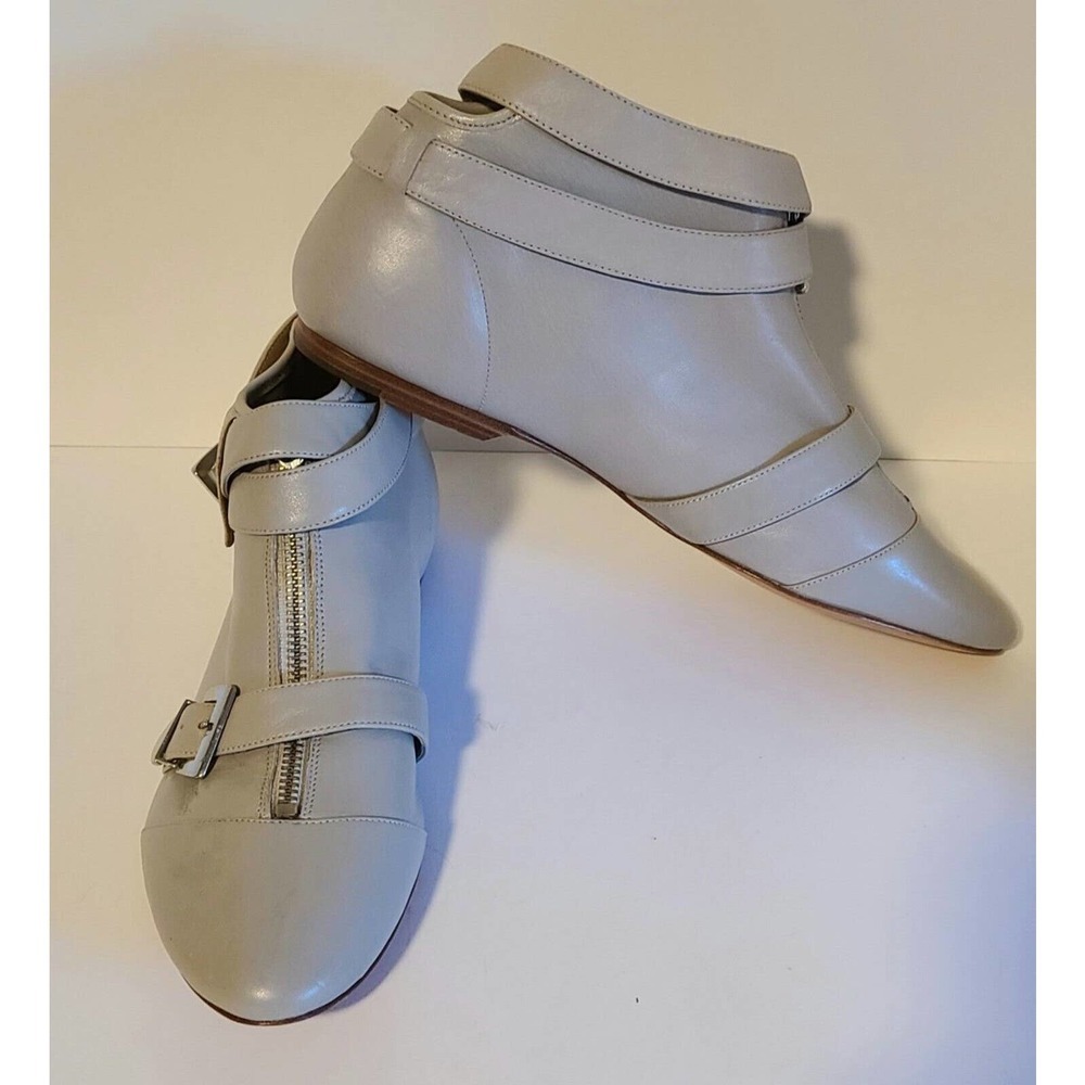 WOMEN'S BELLE SIGERSON MORRISON LEATHER BUCKLE ANKLE BOOTS SHOES GRAY SZ 10.5 US